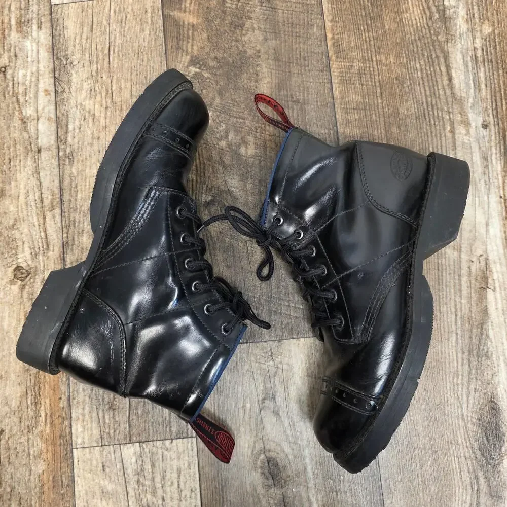 Vintage NaNa Industrial Boots Black Leather Lace Up Punk Goth Mens Size 8